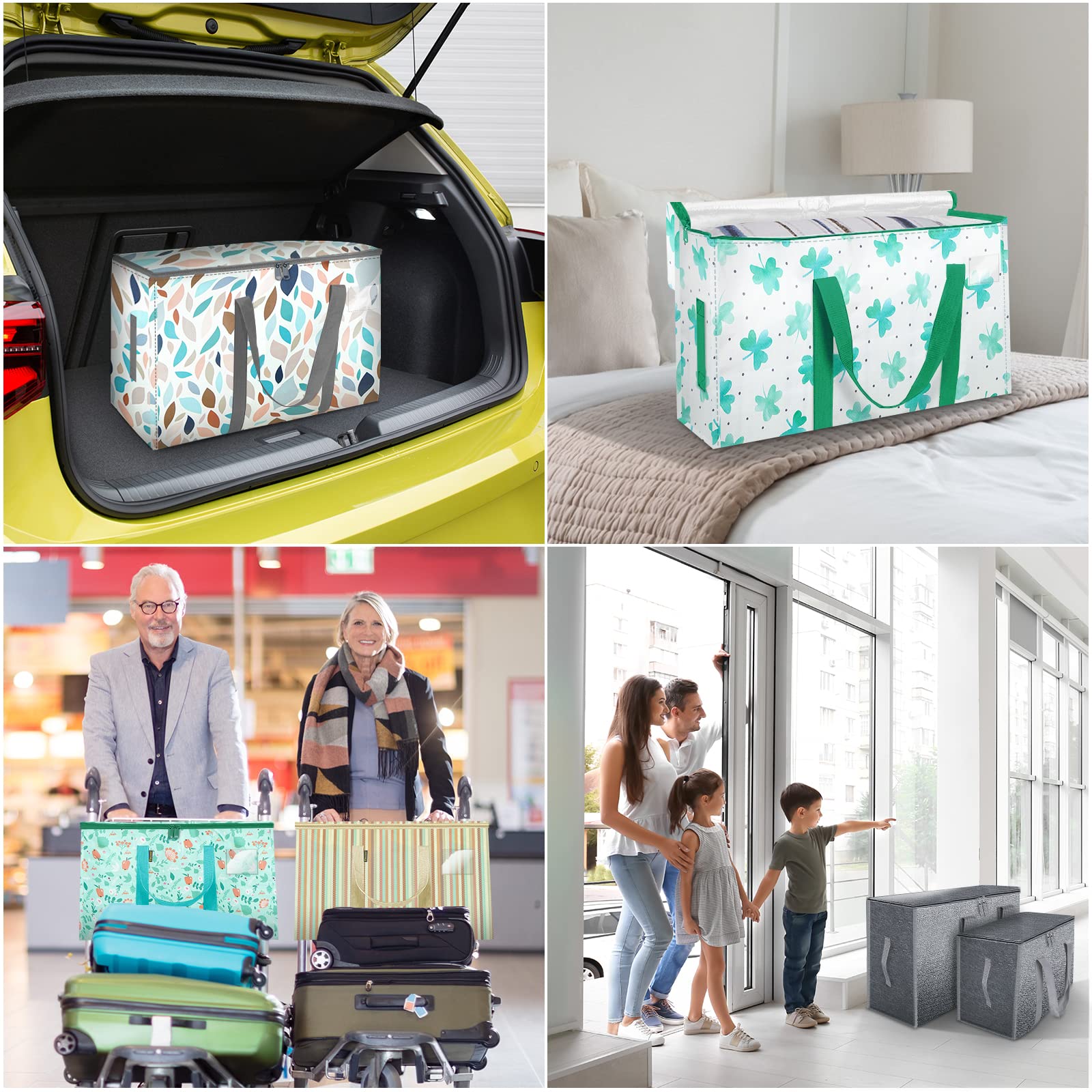 Baleine 2-Pack Oversized Moving Bags With Reinforced Handles, Heavy-Duty Storage Tote For Clothes, Moving Supplies (Clover, 2-Pa